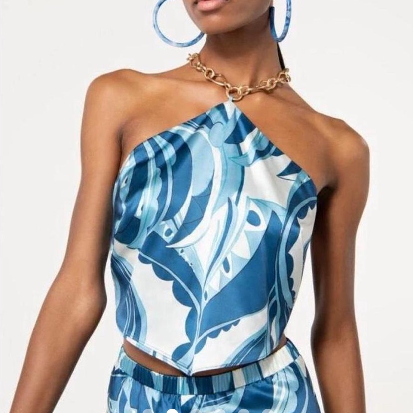 Cult Gaia Blue And White Patterned Set